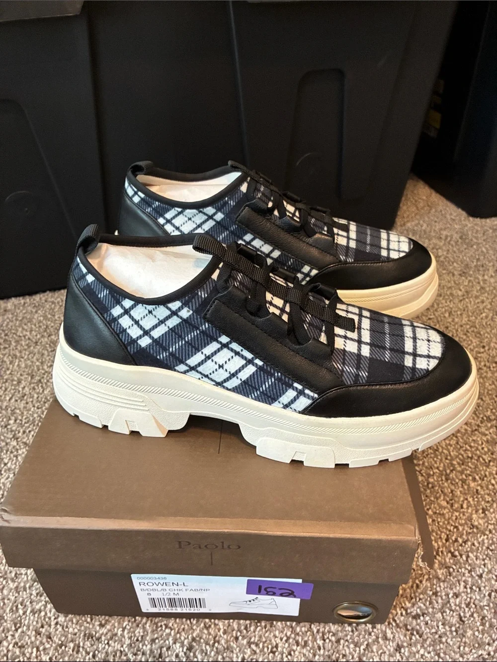 Paolo Women’s Black & White Plaid Chunky Athletic Sneaker